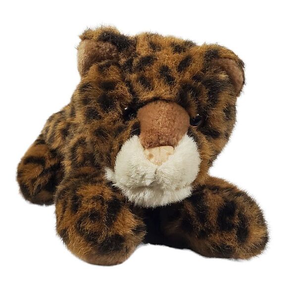 Aurora Leopard Cheetah Plush Floppy Laying Down Brown Black Body Stuffed Animal - Picture 9 of 9